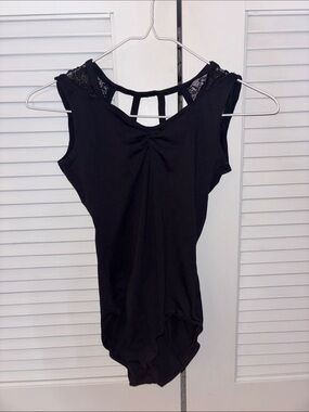 Black Lace-Back Leotard